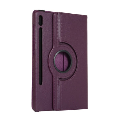 For Samsung Galaxy Tab S10 FE / S9 FE / S9 Litchi Texture 360 Degrees Rotation Holder Leather Tablet Case(Purple) by bashfashion