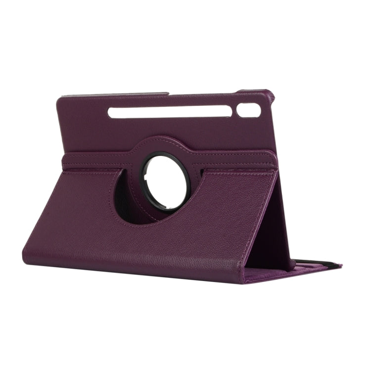 For Samsung Galaxy Tab S10 FE / S9 FE / S9 Litchi Texture 360 Degrees Rotation Holder Leather Tablet Case(Purple) by bashfashion
