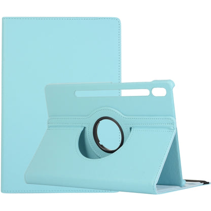 For Samsung Galaxy Tab S10 FE / S9 FE / S9 Litchi Texture 360 Degrees Rotation Holder Leather Tablet Case(Sky Blue) by bashfashion