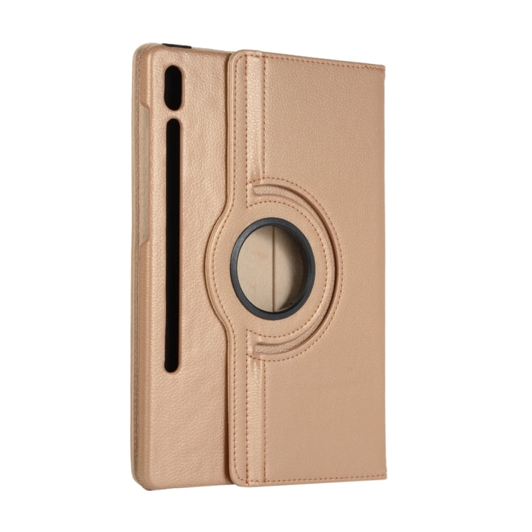 For Samsung Galaxy Tab S9+ / Tab S10+ Litchi Texture 360 Degrees Rotation Holder Leather Tablet Case(Golden) by bashfashion