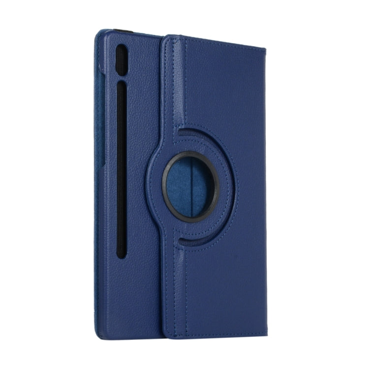 For Samsung Galaxy Tab S9+ / Tab S10+ Litchi Texture 360 Degrees Rotation Holder Leather Tablet Case(Blue) by bashfashion