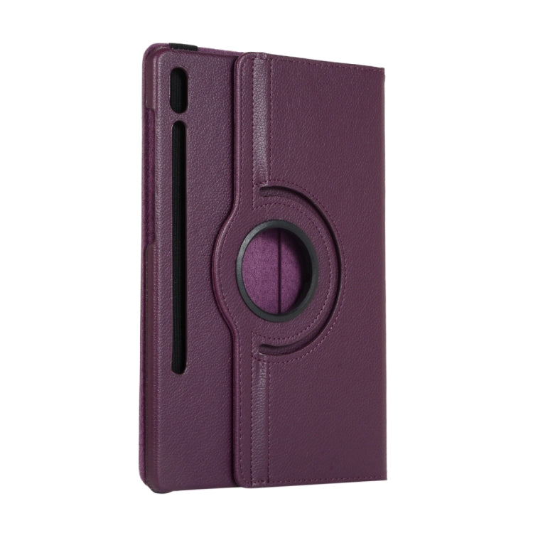 For Samsung Galaxy Tab S9+ / Tab S10+ Litchi Texture 360 Degrees Rotation Holder Leather Tablet Case(Purple) by bashfashion