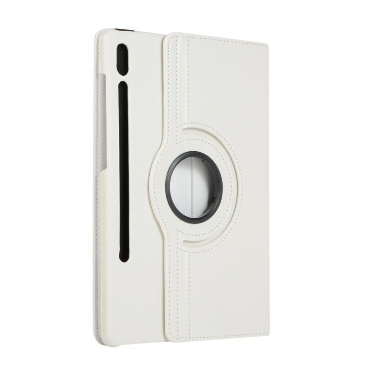 For Samsung Galaxy Tab S9+ / Tab S10+ Litchi Texture 360 Degrees Rotation Holder Leather Tablet Case(White) by bashfashion