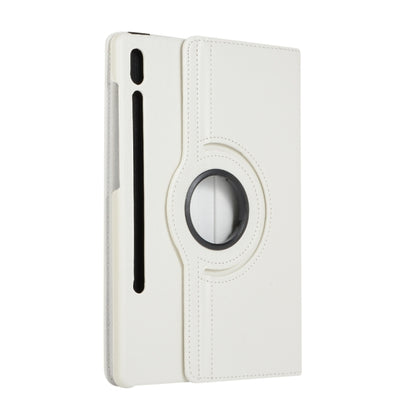 For Samsung Galaxy Tab S9+ / Tab S10+ Litchi Texture 360 Degrees Rotation Holder Leather Tablet Case(White) by bashfashion
