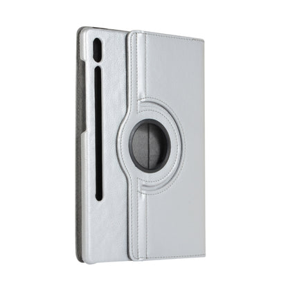 For Samsung Galaxy Tab S9+ / Tab S10+ Litchi Texture 360 Degrees Rotation Holder Leather Tablet Case(Silver) by bashfashion