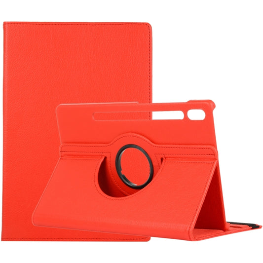 For Samsung Galaxy Tab S9 Ultra Litchi Texture 360 Degrees Rotation Holder Leather Tablet Case(Red) by bashfashion