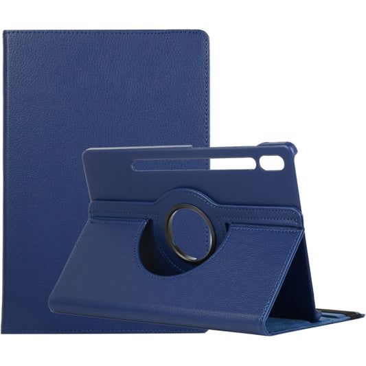 For Samsung Galaxy Tab S9 Ultra Litchi Texture 360 Degrees Rotation Holder Leather Tablet Case(Blue) by bashfashion