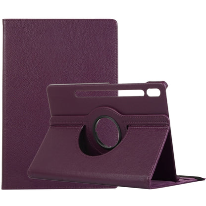 For Samsung Galaxy Tab S9 Ultra Litchi Texture 360 Degrees Rotation Holder Leather Tablet Case(Purple) by bashfashion