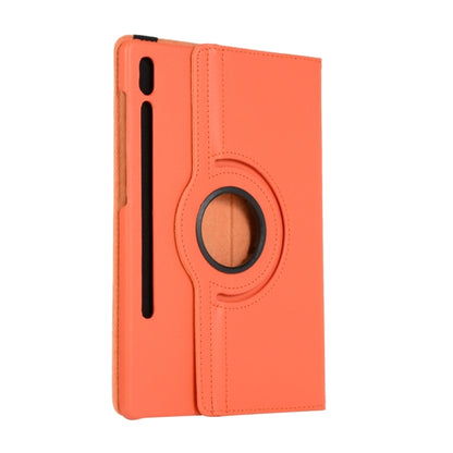 For Samsung Galaxy Tab S9 Ultra Litchi Texture 360 Degrees Rotation Holder Leather Tablet Case(Orange) by bashfashion