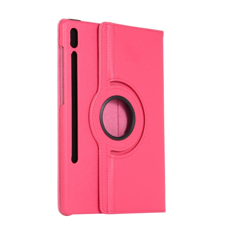 For Samsung Galaxy Tab S9 Ultra Litchi Texture 360 Degrees Rotation Holder Leather Tablet Case(Rose Red) by bashfashion