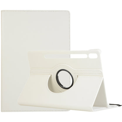 For Samsung Galaxy Tab S9 Ultra Litchi Texture 360 Degrees Rotation Holder Leather Tablet Case(White) by bashfashion