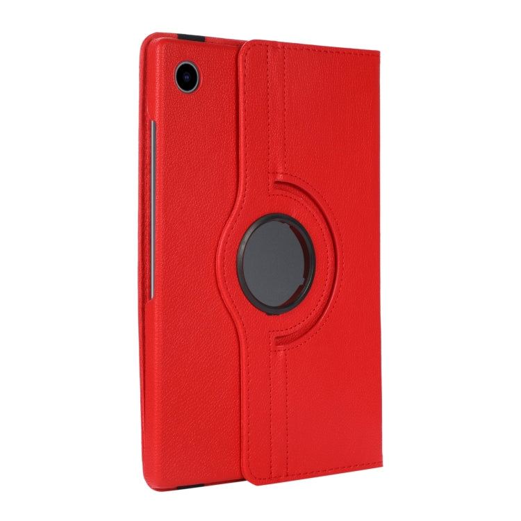 For Samsung Galaxy Tab A9 / Tab A11 Litchi Texture 360 Degrees Rotation Holder Leather Tablet Case(Red) by bashfashion