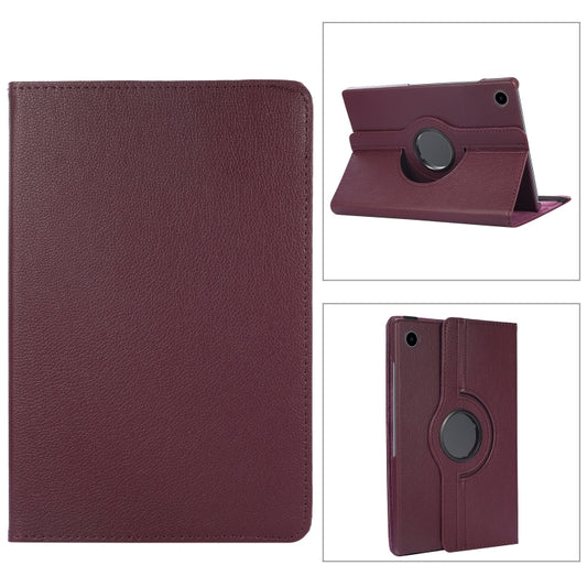 For Samsung Galaxy Tab A9 / Tab A11 Litchi Texture 360 Degrees Rotation Holder Leather Tablet Case(Purple) by bashfashion