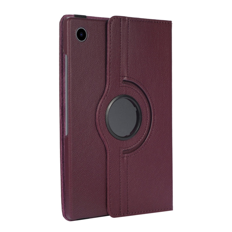For Samsung Galaxy Tab A9 / Tab A11 Litchi Texture 360 Degrees Rotation Holder Leather Tablet Case(Purple) by bashfashion