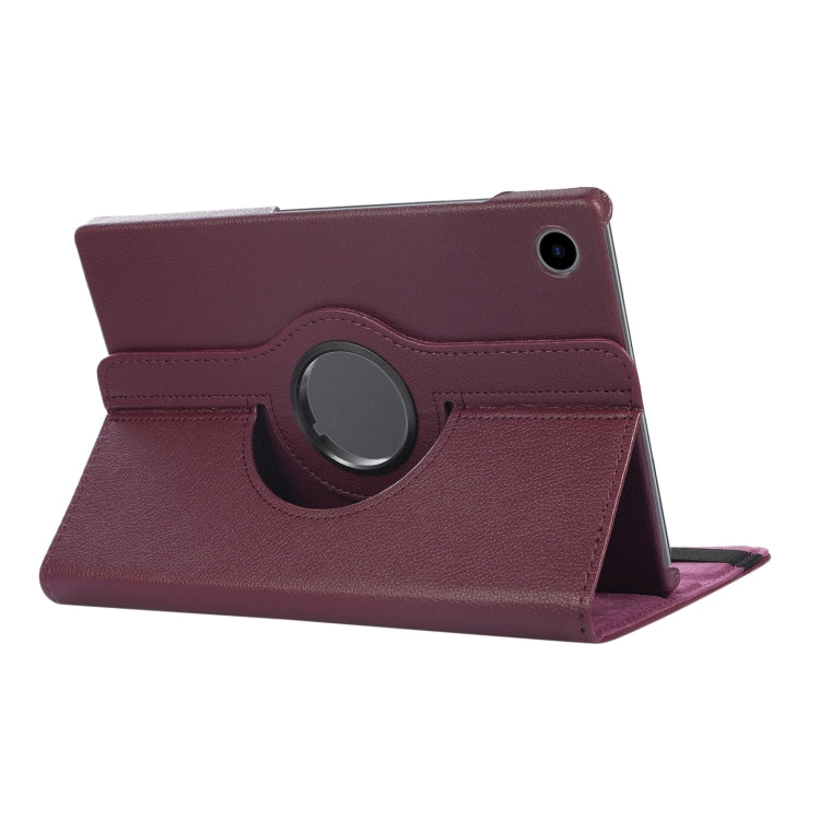 For Samsung Galaxy Tab A9 / Tab A11 Litchi Texture 360 Degrees Rotation Holder Leather Tablet Case(Purple) by bashfashion