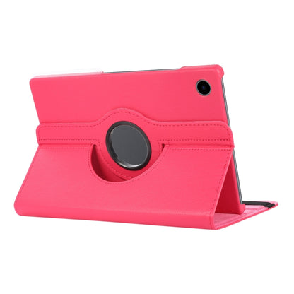 For Samsung Galaxy Tab A9 / Tab A11 Litchi Texture 360 Degrees Rotation Holder Leather Tablet Case(Rose Red) by bashfashion