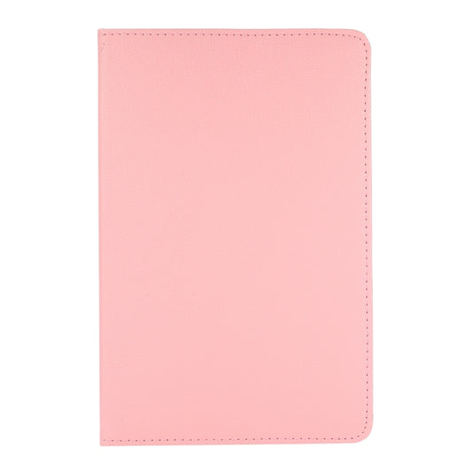 For Samsung Galaxy Tab A9 / Tab A11 Litchi Texture 360 Degrees Rotation Holder Leather Tablet Case(Pink) by bashfashion