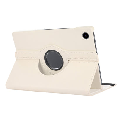 For Samsung Galaxy Tab A9 / Tab A11 Litchi Texture 360 Degrees Rotation Holder Leather Tablet Case(White) by bashfashion