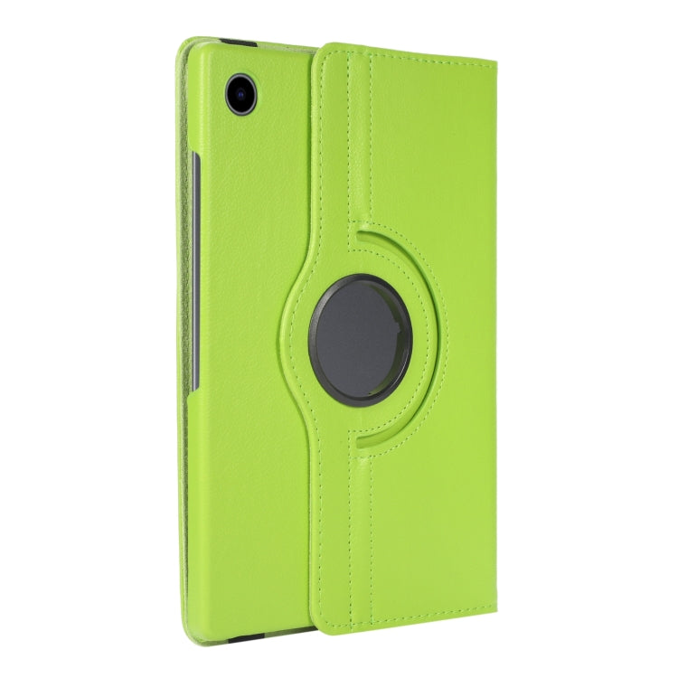 For Samsung Galaxy Tab A9 / Tab A11 Litchi Texture 360 Degrees Rotation Holder Leather Tablet Case(Green) by bashfashion