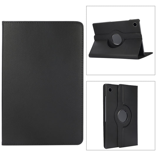 For Samsung Galaxy Tab A9+ / Tab A11+ Litchi Texture 360 Degrees Rotation Holder Leather Tablet Case(Black) by bashfashion