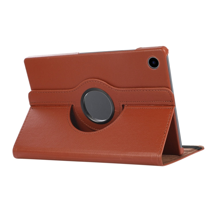 For Samsung Galaxy Tab A9+ / Tab A11+ Litchi Texture 360 Degrees Rotation Holder Leather Tablet Case(Brown) by bashfashion