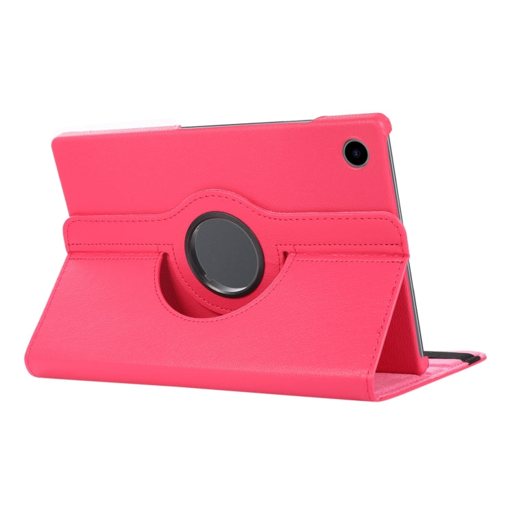 For Samsung Galaxy Tab A9+ / Tab A11+ Litchi Texture 360 Degrees Rotation Holder Leather Tablet Case(Rose Red) by bashfashion