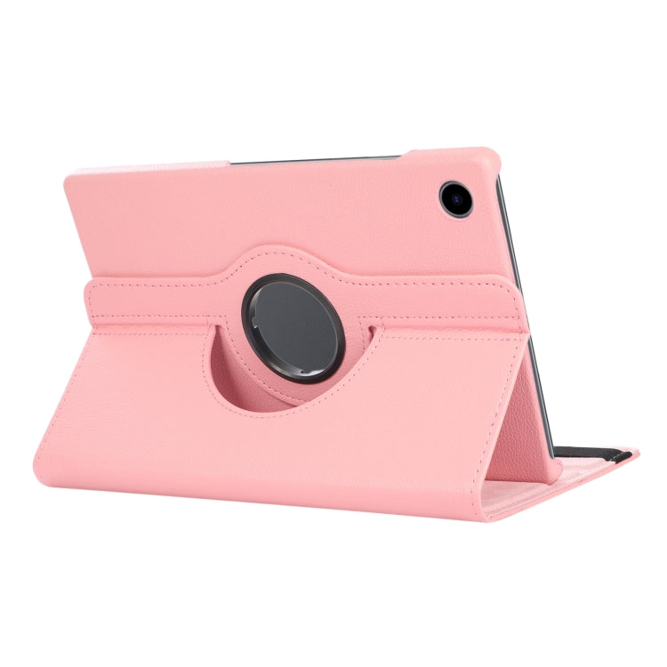 For Samsung Galaxy Tab A9+ / Tab A11+ Litchi Texture 360 Degrees Rotation Holder Leather Tablet Case(Pink) by bashfashion