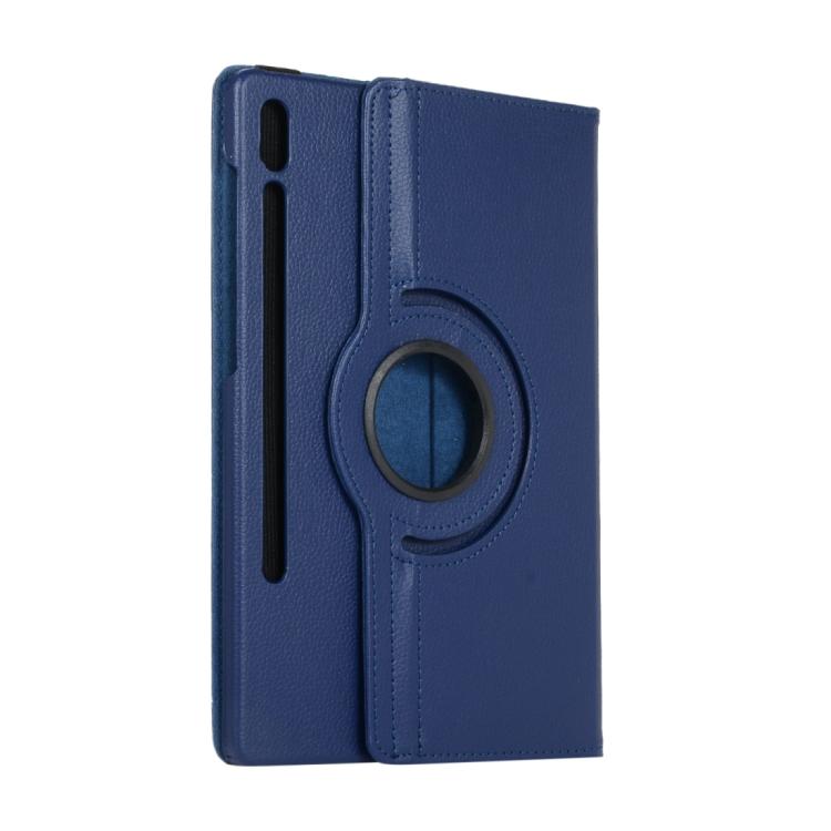 For Samsung Galaxy Tab S10 FE+ Litchi Texture 360 Degrees Rotation Holder Leather Tablet Case(Blue) by bashfashion
