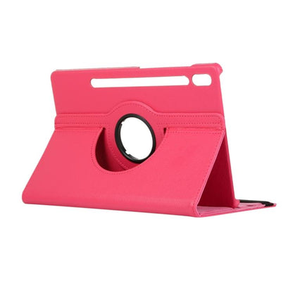 For Samsung Galaxy Tab S10 FE+ Litchi Texture 360 Degrees Rotation Holder Leather Tablet Case(Rose Red) by bashfashion