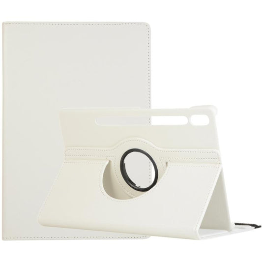 For Samsung Galaxy Tab S10 FE+ Litchi Texture 360 Degrees Rotation Holder Leather Tablet Case(White) by bashfashion