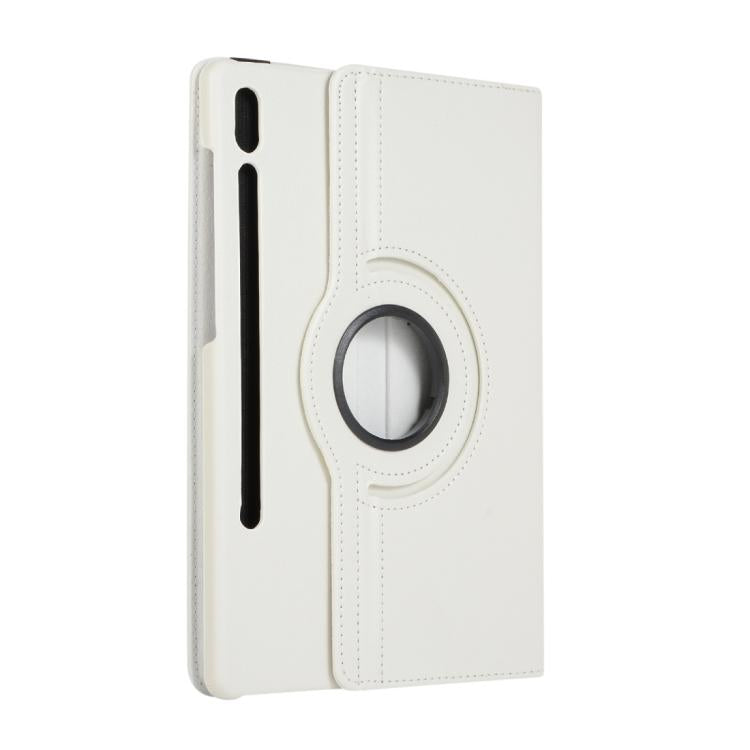 For Samsung Galaxy Tab S10 FE+ Litchi Texture 360 Degrees Rotation Holder Leather Tablet Case(White) by bashfashion