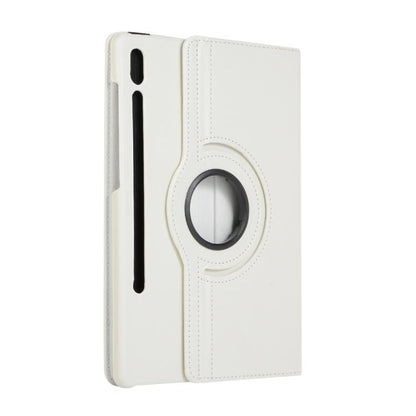 For Samsung Galaxy Tab S10 FE+ Litchi Texture 360 Degrees Rotation Holder Leather Tablet Case(White) by bashfashion