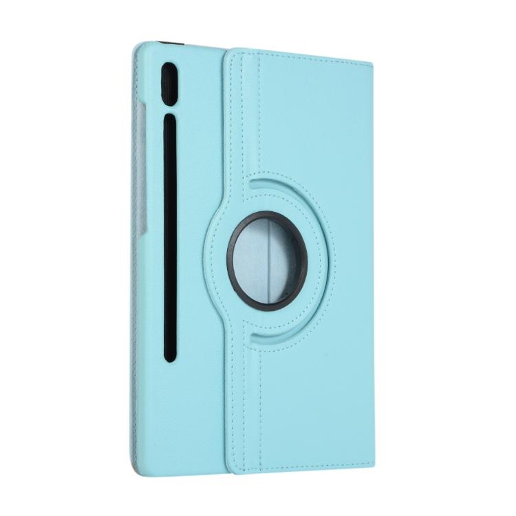 For Samsung Galaxy Tab S10 FE+ Litchi Texture 360 Degrees Rotation Holder Leather Tablet Case(Sky Blue) by bashfashion