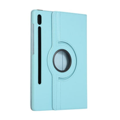 For Samsung Galaxy Tab S10 FE+ Litchi Texture 360 Degrees Rotation Holder Leather Tablet Case(Sky Blue) by bashfashion