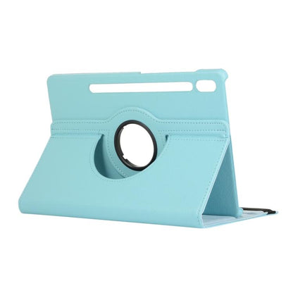 For Samsung Galaxy Tab S10 FE+ Litchi Texture 360 Degrees Rotation Holder Leather Tablet Case(Sky Blue) by bashfashion