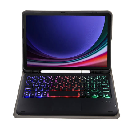 For Samsung Galaxy Tab S10 Lite / S10 FE / S9 FE Candy Color Touch Backlight Bluetooth Keyboard Leather Tablet Case with Pen Holder(Black) by bashfashion