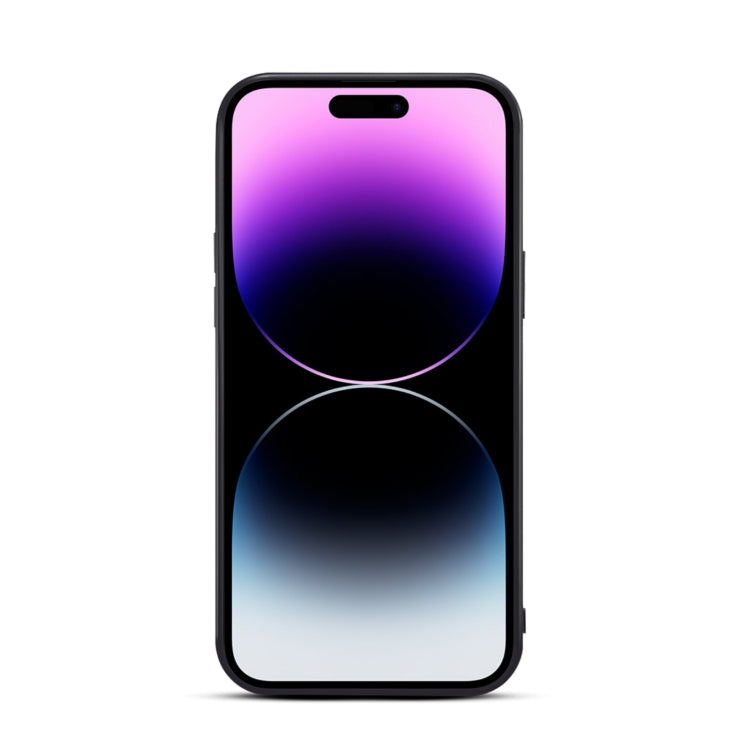 For iPhone 15 Pro Denior DV Elastic Card Slot PU Back Cover Phone Case(Blue) by Denior