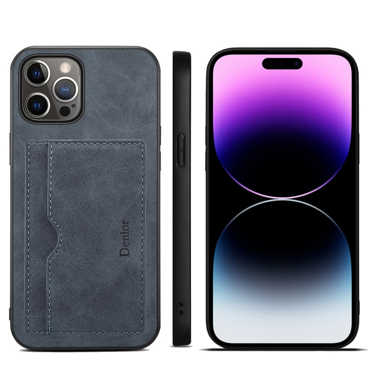 For iPhone 15 Pro Max Denior PU Single Card Slot Holder Phone Case(Grey) by Denior