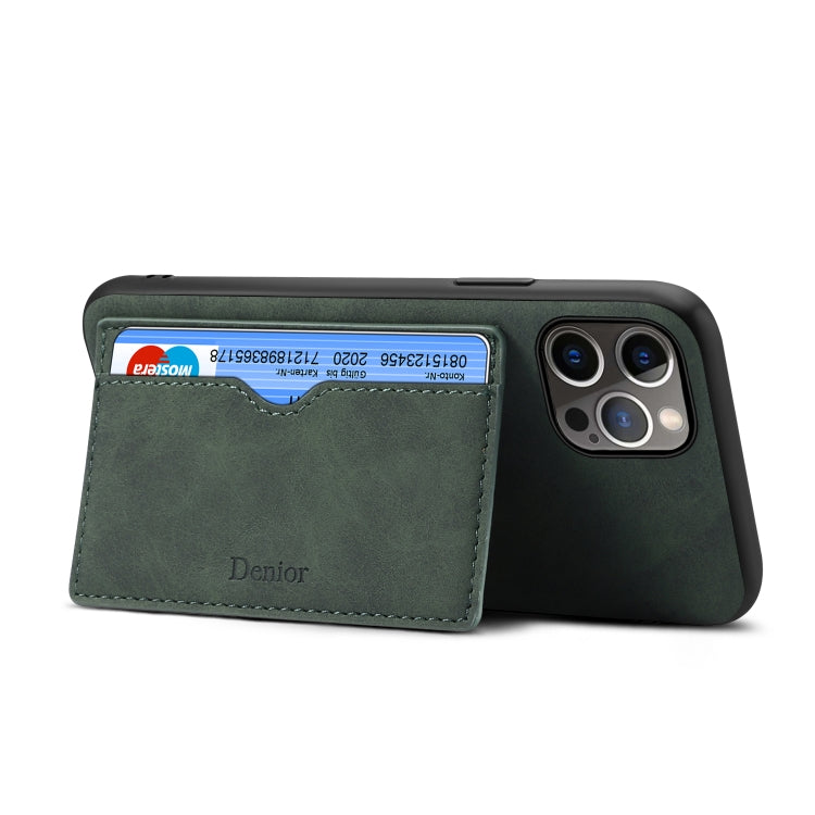 For iPhone 15 Plus Denior PU Single Card Slot Holder Phone Case(Green) by Denior