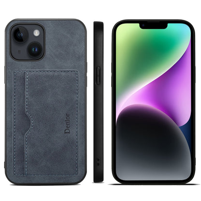 For iPhone 15 Plus Denior PU Single Card Slot Holder Phone Case(Grey) by Denior