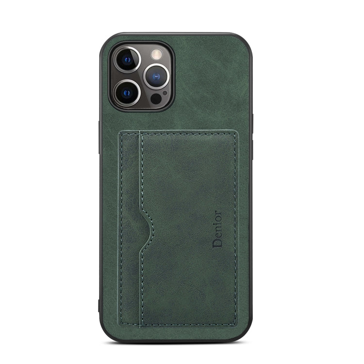 For iPhone 15 Denior PU Single Card Slot Holder Phone Case(Green) by Denior