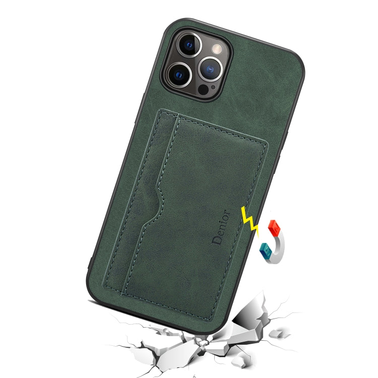 For iPhone 15 Denior PU Single Card Slot Holder Phone Case(Green) by Denior