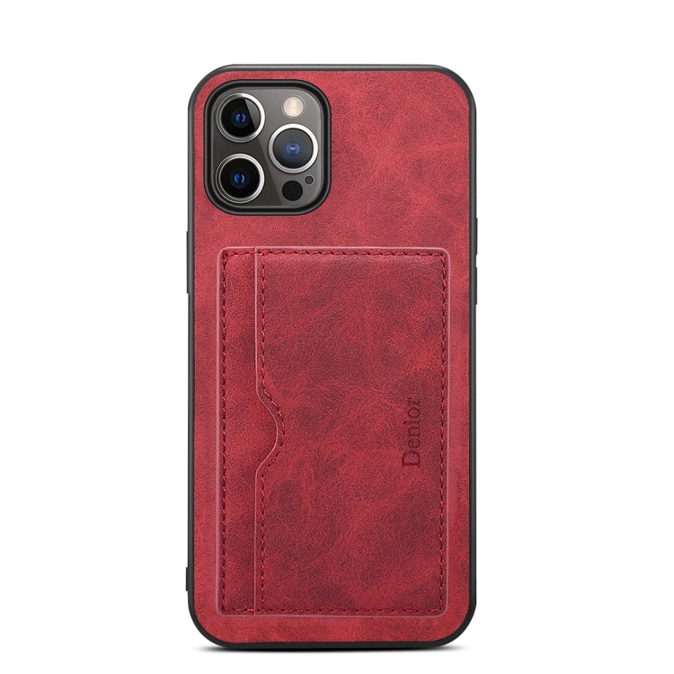 For iPhone 15 Denior PU Single Card Slot Holder Phone Case(Red) by Denior