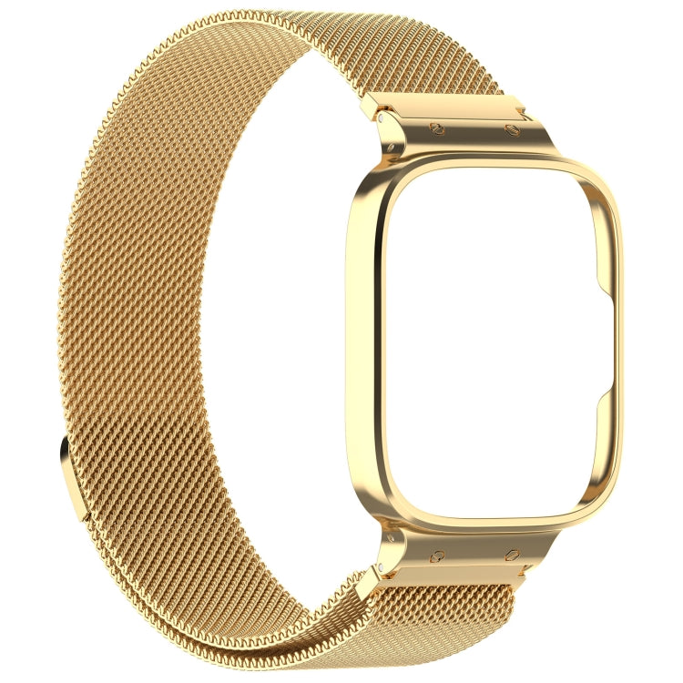 For Redmi Watch 3 Lite / Watch 3 Active 2 in 1 Milan Metal Watch Band with Watch Frame(Gold) by bashfashion