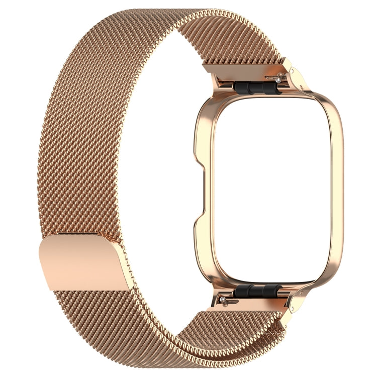 For Redmi Watch 3 Lite / Watch 3 Active 2 in 1 Milan Metal Watch Band with Watch Frame(Rose Gold) by bashfashion