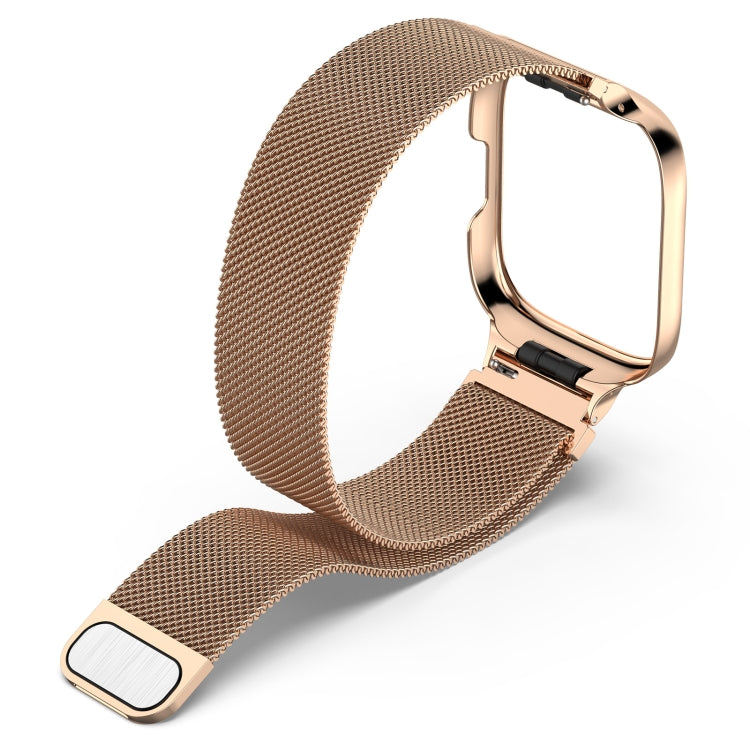 For Redmi Watch 3 Lite / Watch 3 Active 2 in 1 Milan Metal Watch Band with Watch Frame(Rose Gold) by bashfashion