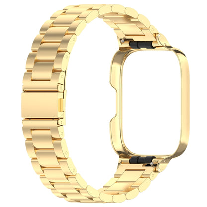 For Redmi Watch 3 Lite / Watch 3 Active 2 in 1 Three-bead Metal Watch Band with Watch Frame(Gold) by bashfashion