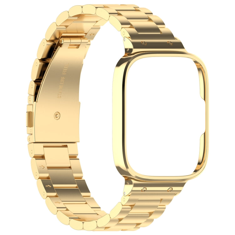 For Redmi Watch 3 Lite / Watch 3 Active 2 in 1 Three-bead Metal Watch Band with Watch Frame(Gold) by bashfashion