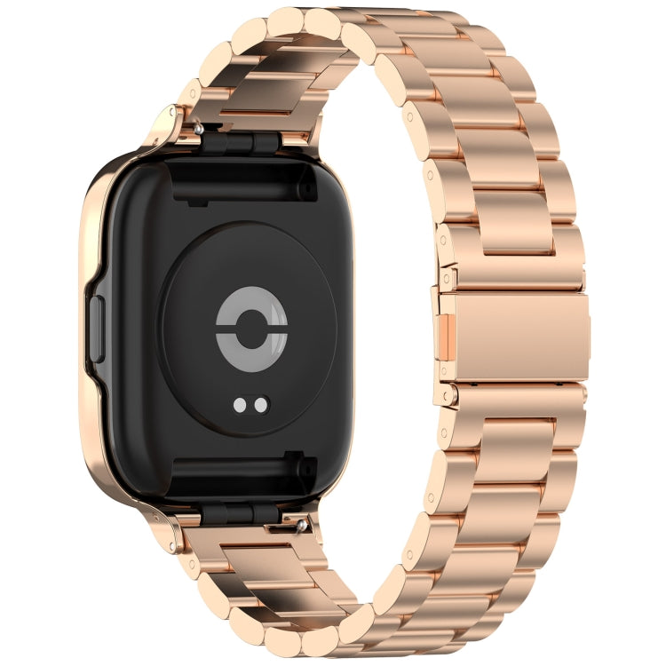 For Redmi Watch 3 Lite / Watch 3 Active 2 in 1 Three-bead Metal Watch Band with Watch Frame(Rose Gold) by bashfashion