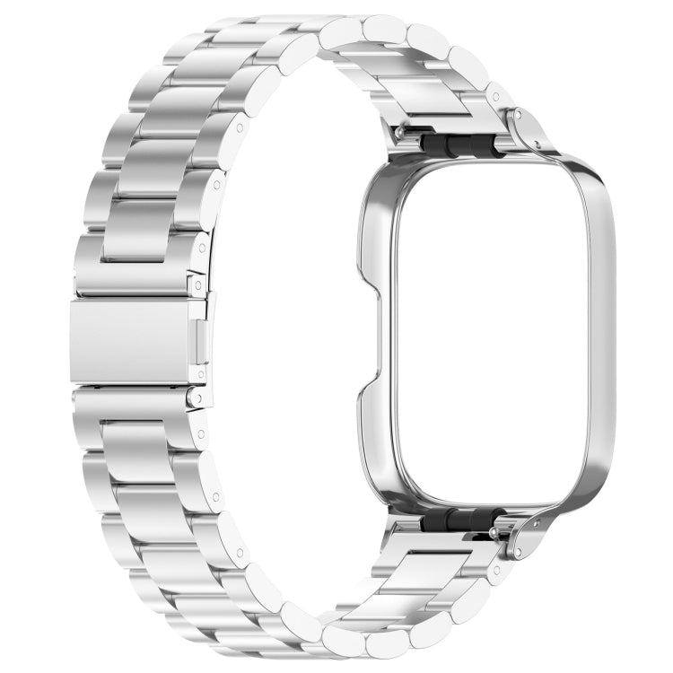 For Redmi Watch 3 Lite / Watch 3 Active 2 in 1 Three-bead Metal Watch Band with Watch Frame(Silver) by bashfashion